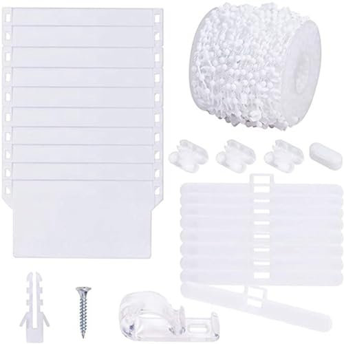 Pasdrucn Accessoires Pour Stores verticaux+4 Connecteur Cordon Stores +Chaîne de Store Vertical de 10 mètres, Kit de Stores verticaux, Stores Verticaux Blancs Pour Rideau Porte Fenêtre Salon
