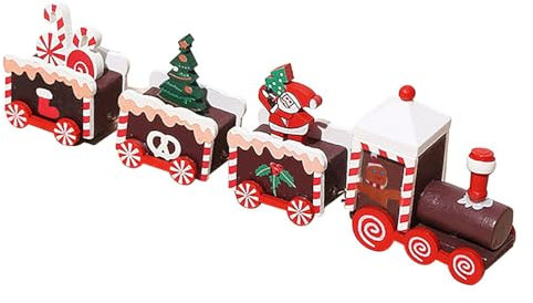 Miniatur Weihnachtszug Aus Holz, Weihnachten Zug Dekoration, Deko Holz Eisenbahn Weihnachtsdeko, Weihnachtsschmuck Holzzug, Festliche Weihnachtsdeko, Figuren Für Urlaub, Party, Zuhause, Tischdisplay