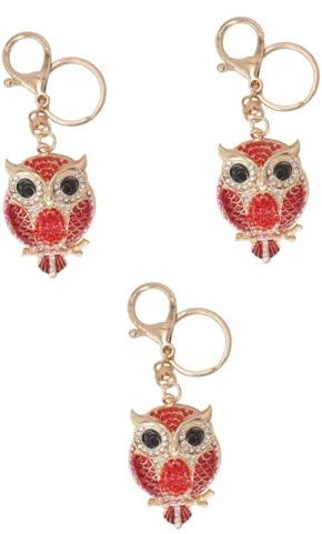GALPADA 3stücke Owl Rhinestone Schlüsselanhänger Kreatives Design Für Handtasche Auto Und Rucksack Glänzender Rot Für Frauen Zu Jedem Anlass