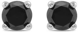 Amazon Essentials 10K White Gold 1 Cttw Round Black Diamonds Stud Earrings