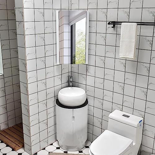 Aufsatzwaschbecken aus Keramik, Eckwaschbecken fürs Badezimmer, weißes Mini-Waschbecken aus Porzellan und Keramik, Eckwaschbecken fürs Badezimmer, weißes Aufsatzwaschbecken, Kombination aus Wasserhah