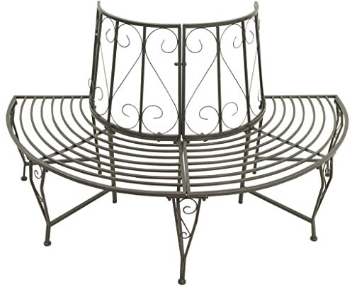ULUYYUC Blumenbank Outdoor Gartenbank Sitzbank Garten Gartenloege - Baumbank Halbrund 160 cm Stahl für Innenhof Terrasse Garten Balkon