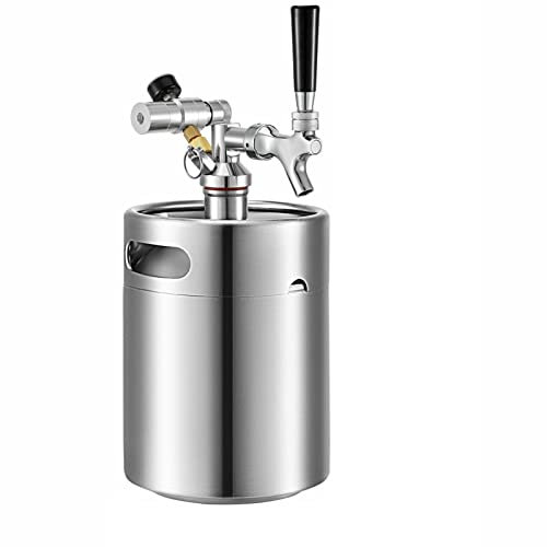 VNSMM Cerveza elaborada Kit Cerveza Mini dispensador de Cerveza portátil de Acero Inoxidable con Grifo de Cerveza, 2L, 4L, 5L(169 Oz (5L))