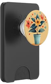 Plante hellébore en pot avec cœurs autour de style bohème graphique PopSockets PopWallet pour MagSafe