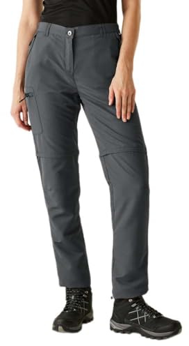Regatta Pantaloni da donna Chaska Zip Off III, Grigio (seal grey), 14 Long