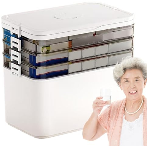 Générique Scatola Di Immagazzinaggio Di Farmacia - Scatola Di Farmacia Domestica | Moneta Di Pillole Di Shadeproof | Organizzatore Di Medicina Trasparente Con Maniglie, Per Dormitori Studenti