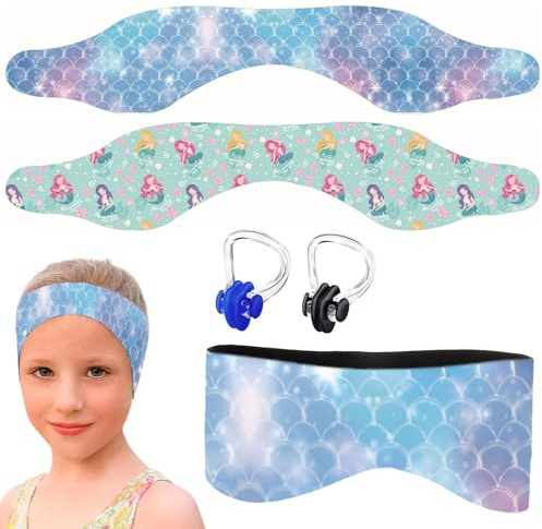 Paraorecchie nuoto per bambini, 2 fasce da nuoto per bambini, fascia in neoprene, fascia da nuoto impermeabile, fascia per capelli