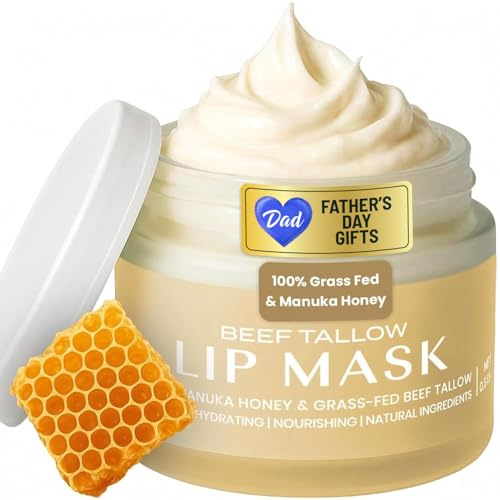Body Restore Grass Fed Beef Tallow Lip Mask, Manuka Honey - Vanilla 0.5 Oz