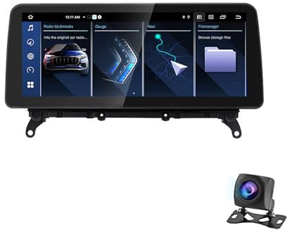 Générique Android 13 10,25 tum 2 DIN-bilradio med pekskärm för BMW X3 F25 och X4 F26 (2011–2017) med Bluetooth, AHD backkamera, GPS-navigering och rattkontroller.