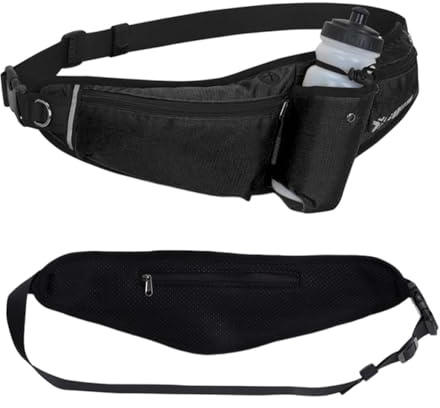 Laufgürtel für Handy, Gürteltasche mit Flaschenhalter, Hüfttasche Sport Bauchtasche, Verstellbar Hüfttasche Damen und Herren, Bauchtasche für Trinkflasche zum Joggen, Laufen, Sport, Fitness