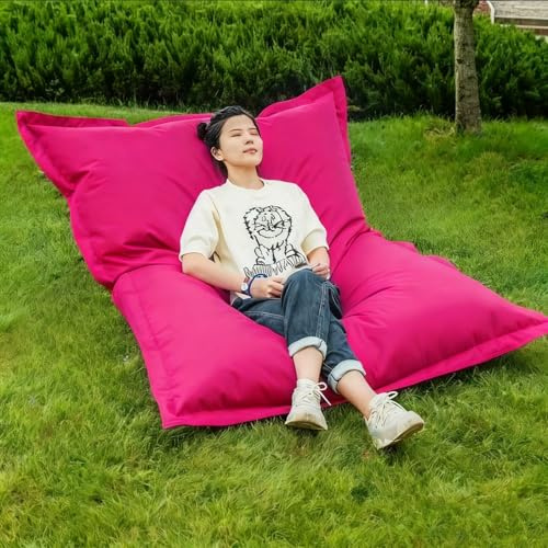 Funda de Saco de Bolas para Exterior e Interior (Sin Relleno) Sofá Puff Perezon - Tapiz Impermeable para Tumbona Tatami Sofá Cama Asiento para Suelo de Salón y Dormitorio(Rose,120x150cm-cover)