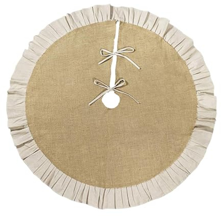 LOVIVER Christmas Tree Skirt Large Plain Tree Base Mat with Ruffle Edge Round Festival Atmosphere Decoration, 120cm