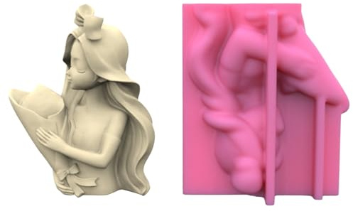 Moules en silicone pour béton - Motif fille tenant des fleurs - Pot de fleurs à faire soi-même - Décoration d'intérieur - Moule en résine réutilisable