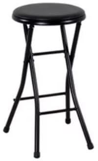 JLKESDXOP Folding Metal Stool, Black, 24 Inch Height, Round Seat, Space Saving Design