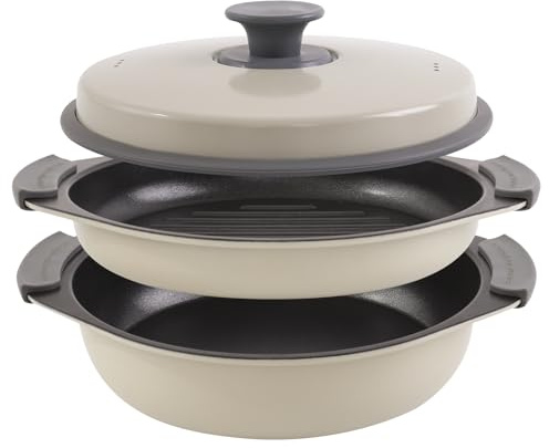 HeMaSe Microwave Grill Pan Set, Fry Griddle Crisper Pan with Lid, Microwave Grill for Frying, Crisping, Browning Foods in The Microwave, Microwave Cookware for Sandwich, Meat, Vegetable