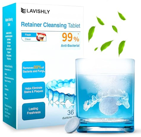 Retainer Cleaning Tablets | Retainer Fresh Tablets for Aligners, Braces, Mouth Guards Clean, Dentures Cleaner | Retainer Brite Aligner Cleaner & Dental Cleansing Care Tablet (36)