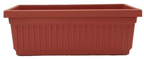 The HC Companies Venetian Window Planter Box w/Drain Plug - Long Planter Box for Windowsills, Balconies & More - Plastic Rectangular Outdoor Planters for Herbs & Flowers (18 Clay, Pack of 1)