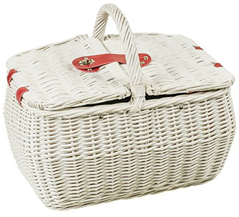 Adam Schmidt Picknickkorb rechteckig, weiß, T 41cm x B 29cm x H 23/35cm