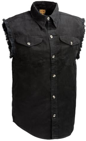 Milwaukee Leather DM1002 Men's Black Lightweight Sleeveless Denim Shirt