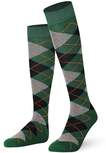 Mysocks Calzini alti al ginocchio Argyle Frassino verde nero arancio