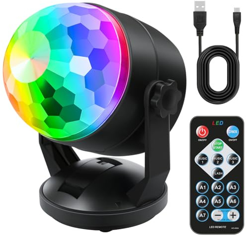 Luditek Disco Ball Party Lights Sound Activated Battery Powered Portable Karaoke Dancing Strobe Lights for Indoor Outdoor Christmas Halloween Party Decorations Supplies for Car Home