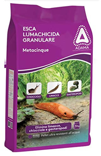 adama METACINQUE Esca Lumachicida Granulare 5 kg Elimina limacce, lumache, chiocciole e gasteropodi