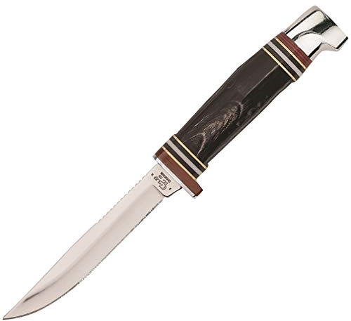 Case WR XX Pocket Knife Buffalo Horn Hunter (Bhmfinn SS) W/Leather Sheath Item #17916 - (Bhmfinn SS) - Length: 6 1/4 Overall Inches