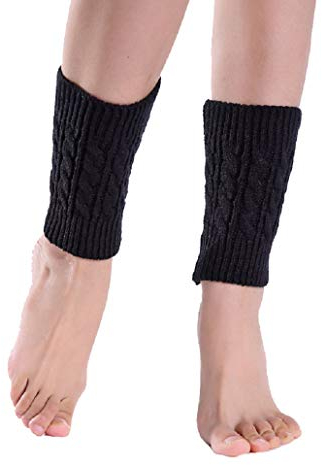 ILOVEDIY 1 Paar Damen Stulpen Beinwärmer Kurz für Zuhause, Winter Sport und Outdoor Aktivitäten (Schwarz)