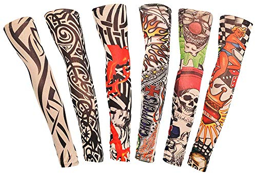 DECARETA 6 Pz Manicotto Tatuaggio Finto Manicotti Ciclismo tattoo Manicotto Braccio Tatuaggio Manicotto Braccio per Uomo Donna, Sportiva Protezione,Ventilazione di Protezione Solare (40 * 8.5CM)