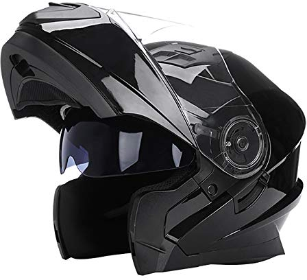 Woljay Klapphelm Integralhelm Rennen Offroad-Helm Motorradhelm (XXL, Glas Schwarz)