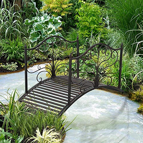 Misc 4-Foot Arched Metal Decorative Garden Bridge Black Farmhouse