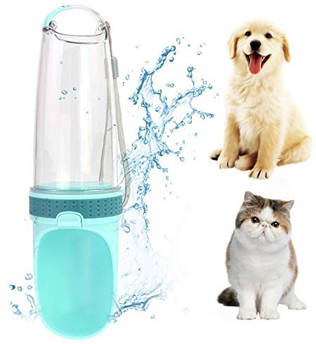 PJDDP Bouteille Portable Dog 500 ML d'eau, Chiens Voyage Bouteille d'eau Pet Distributeur d'eau avec Filtre Actif, Antibactériennes De Qualité Alimentaire pour L'épreuve des Fuites Légère Coupe,Vert