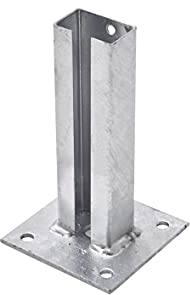 TRIBECCO Dübelplatte mit Zaunfuß Post Anchor 60 x 40 mm Post Shoe Fence Post Double Rod Double Post Dowel Plate Post Anchor Screw-On Base Plate Mesh Mats Feuerverzinkt
