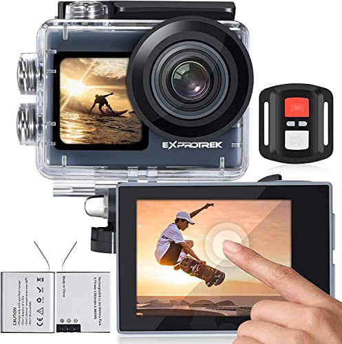 Exprotrek Action Cam 4K Underwater Camera Waterproof 40M Ultra HD 20MP Camera 170° Ultra Wide Angle WiFi Camcorder EIS Stabilization with Dual 1350 mAh Battery