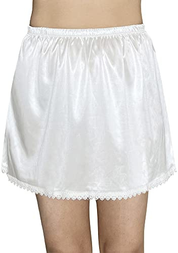 Brinkina Women's White Mini Underskirt White Half Slip Anti-Cling Elastic Waist Underskirt for Bodycon Dresses (2XL, 101White)