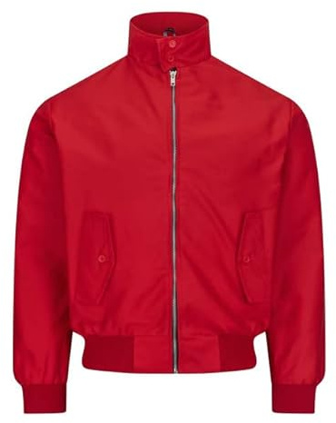 Generation-Plus+® Men's Vintage Classic Retro Scooter Harrington Jacket - 1970'S Bomber Mod Skin Tartan Lining Trendy Coat (Red, Medium)