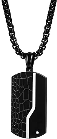 JewelryWe Collier Homme,Pendentif Plaque Dog Tag en Acier Inoxydable,Collier Insigne Militaire avec Fissure,Cadeau pour Homme Garçon