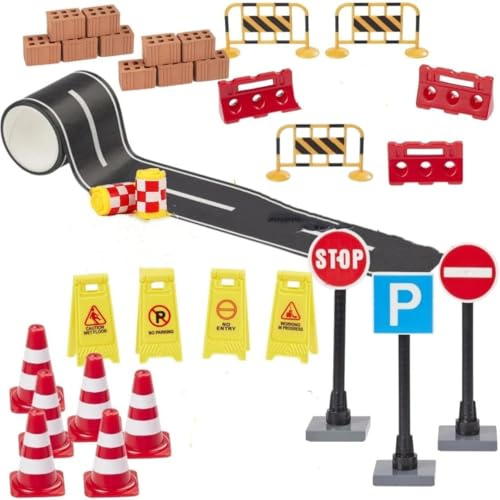 Super Idee Baustelle Wichtel Miniatur Wichteltür Zubehör Set Absperrungen Verkehrsschilder Fahrzeuge Straße Miniatur Puppenhaus Feentür Nissedor Zubehör Verzierungen für Weihnachten