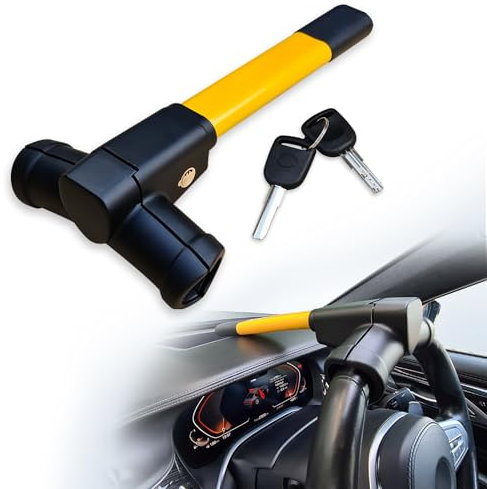 Sevenwalls Steering Wheel Lock - Car Security Device for Auto/SUV/Van, Anti-Theft T-Bar Immobilizer to Safeguard Your Vehicle and Deter Thieves