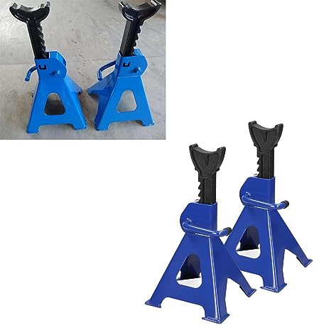 Yiyai Unterstellböcke/Unterstellbock Set - 1 Paar, Wird als Wagenheber verwendet (Hochwertiger Stahl & Gusseisen, Tragfähigkeit 3 Tonnen, Gangeinstellhöhe-9 Stufen, 43cm Max Höhe, Blau-Schwarz)