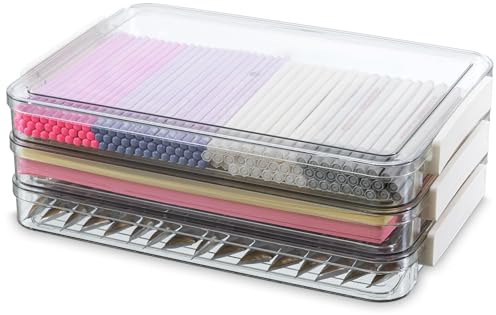 Citylife 3 Pack Acrylbox Aufbewahrungsbox mit deckel Bürobedarf, Stapelbar Transparent Stiftebox, Plastikbox für die Organisation von din A4 Papier, Dokument, Büro, Bastelarbeiten, Künstlerbedarf