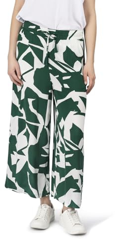 DENIMFY DFKate - Pantaloni estivi da donna estivi a 7/8, a gamba larga, leggeri, in tessuto, lunghezza alla caviglia, vita elasticizzata, tinta unita, motivo viscosa, verde, bianco, beige, nero, blu