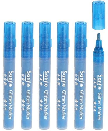 PATIKIL Metallic Marker Pens, 6Pcs Glitters Paint Pens Paint Pens Shimmer Colored Markers Art Marker Pen for DIY Craft Photo Album Wax Seal, Sky Blue