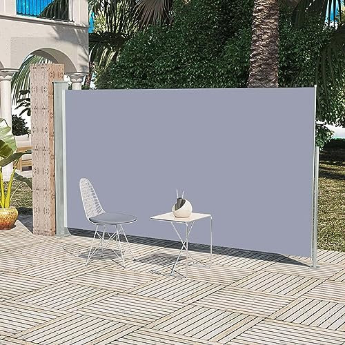 Iiaky Ausziehbare Seitenmarkise Terrassen-Sichtschutz Senkrechtmarkise Balkon Seitenmarkise Ausziehbar 160x300 cm Grau