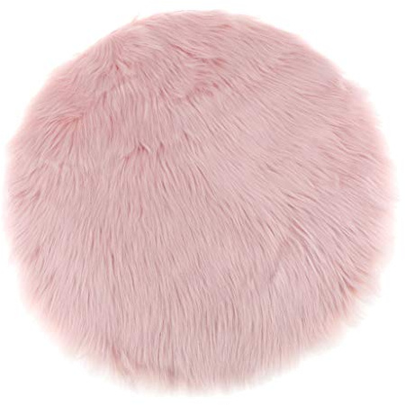 Pleayietoopiatiey Galette de chaise en fausse fourrure de mouton artificielle Rose 35 cm