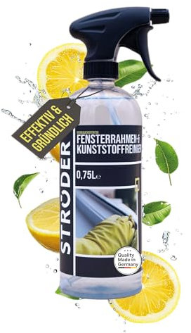 STRÖDER® - Fensterrahmen- & Kunststoffreiniger I 750ml Fensterrahmen Reiniger | Sprühflasche + Microfasertuch für streifenfreie Sauberkeit I für Kunststoffoberflächen