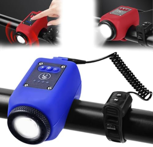Campanello elettronico per mountain bike, campanello per bicicletta 2 in 1 e luce ricaricabile per bicicletta, 110 dB, campanello per bici da 110 dB, impermeabile IPX5, campanello da ciclismo per