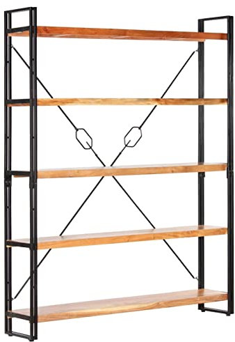 Iiaky Bücherregal 5 Fächer 140x30x180 cm BüCherregal Regal Bookshelf Bucherragel BüCher Regal Akazie Massivholz