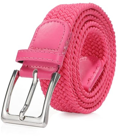 Bella Accessori Geflochtener elastischer Gürtel für Damen und Herren Stoffgürtel Elastisches geflochtenes Armband mit Schnalle aus Zinklegierung Causal Unisex, fuchsia, 110cm Larghezza 3.5cm