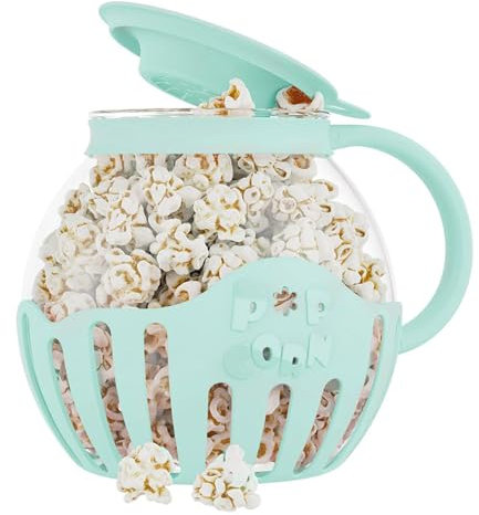 Mikrowellen PopCorn Schale, 2,13 L Popcorn Behälter, Mikrowellen Popcorn Maker mit Griff, Popcornschüssel mit Deckel, Spülmaschinenfest, für Versammlungen, Geburtstagsparty, Picknicks, Blau